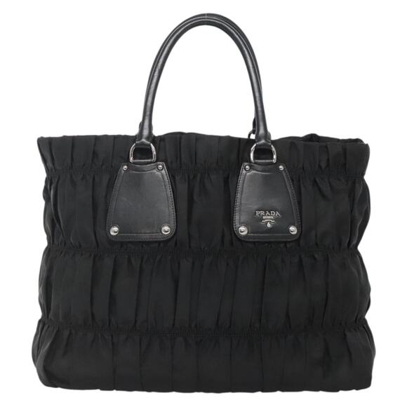 PRADA Tote Bag Nylon Black Silver - Picture 2 of 12